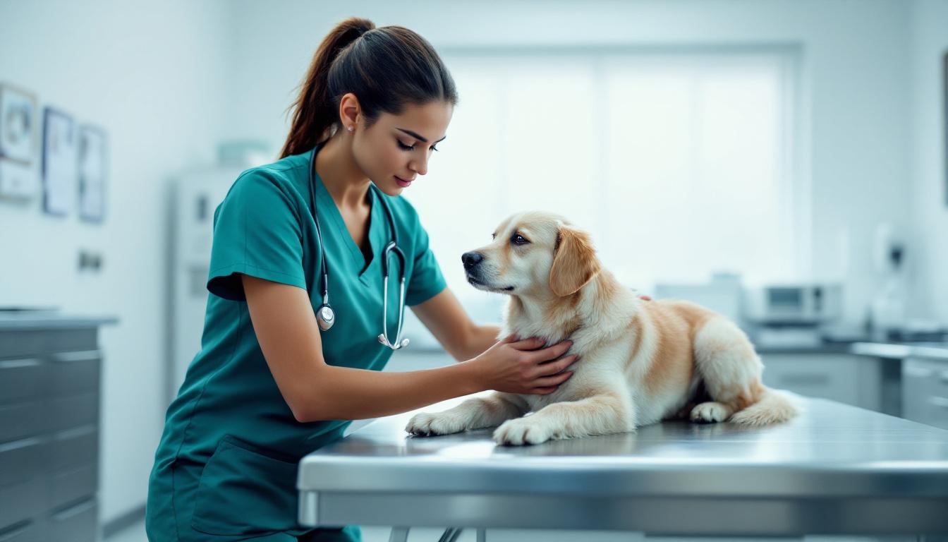 Tutora carregando pet com cuidado em direção à clínica veterinária