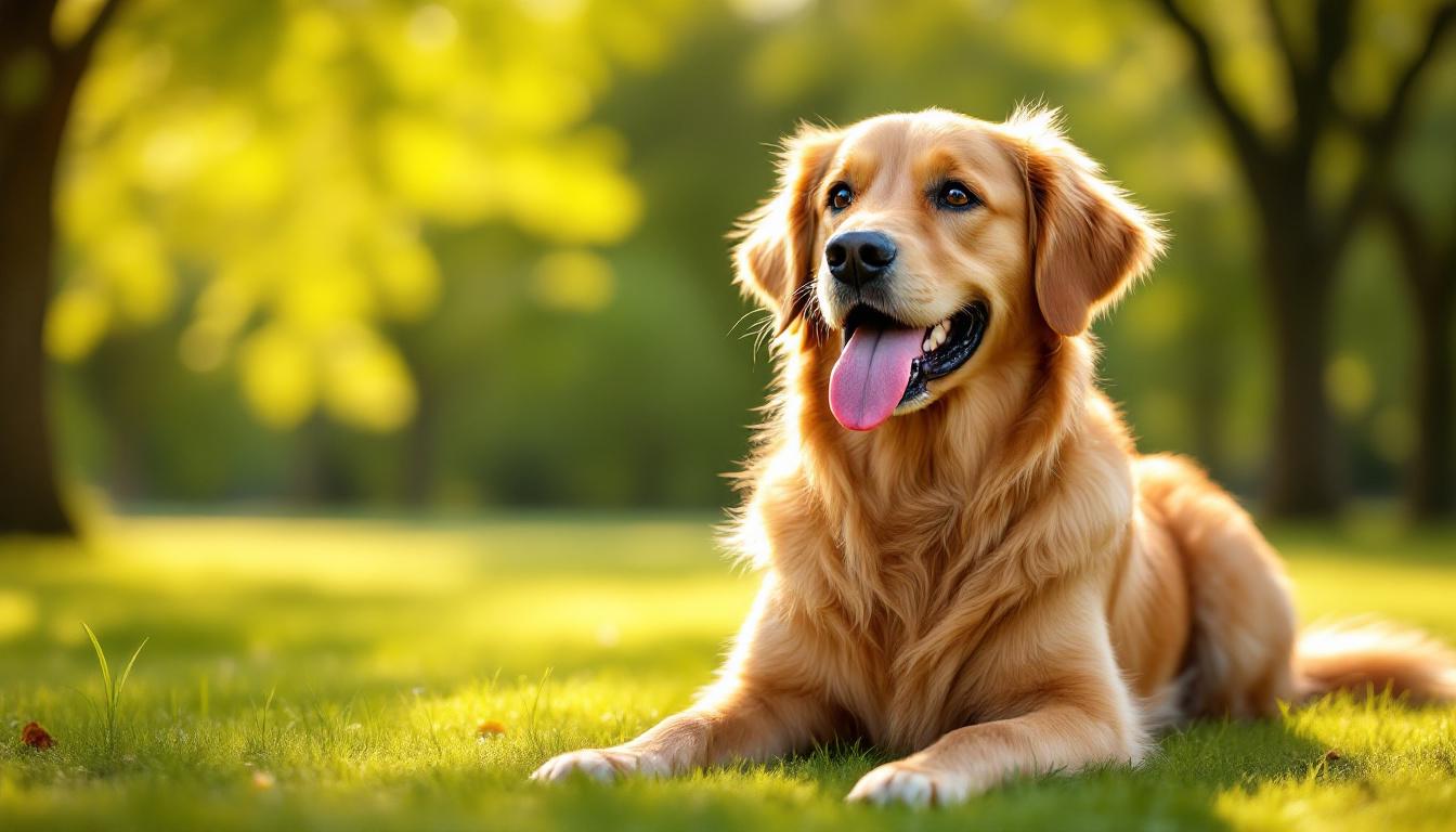 Golden Retriever saudável em parque ao ar livre