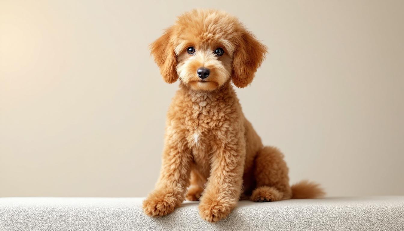 Poodle branco com pelagem bem cuidada em ambiente externo